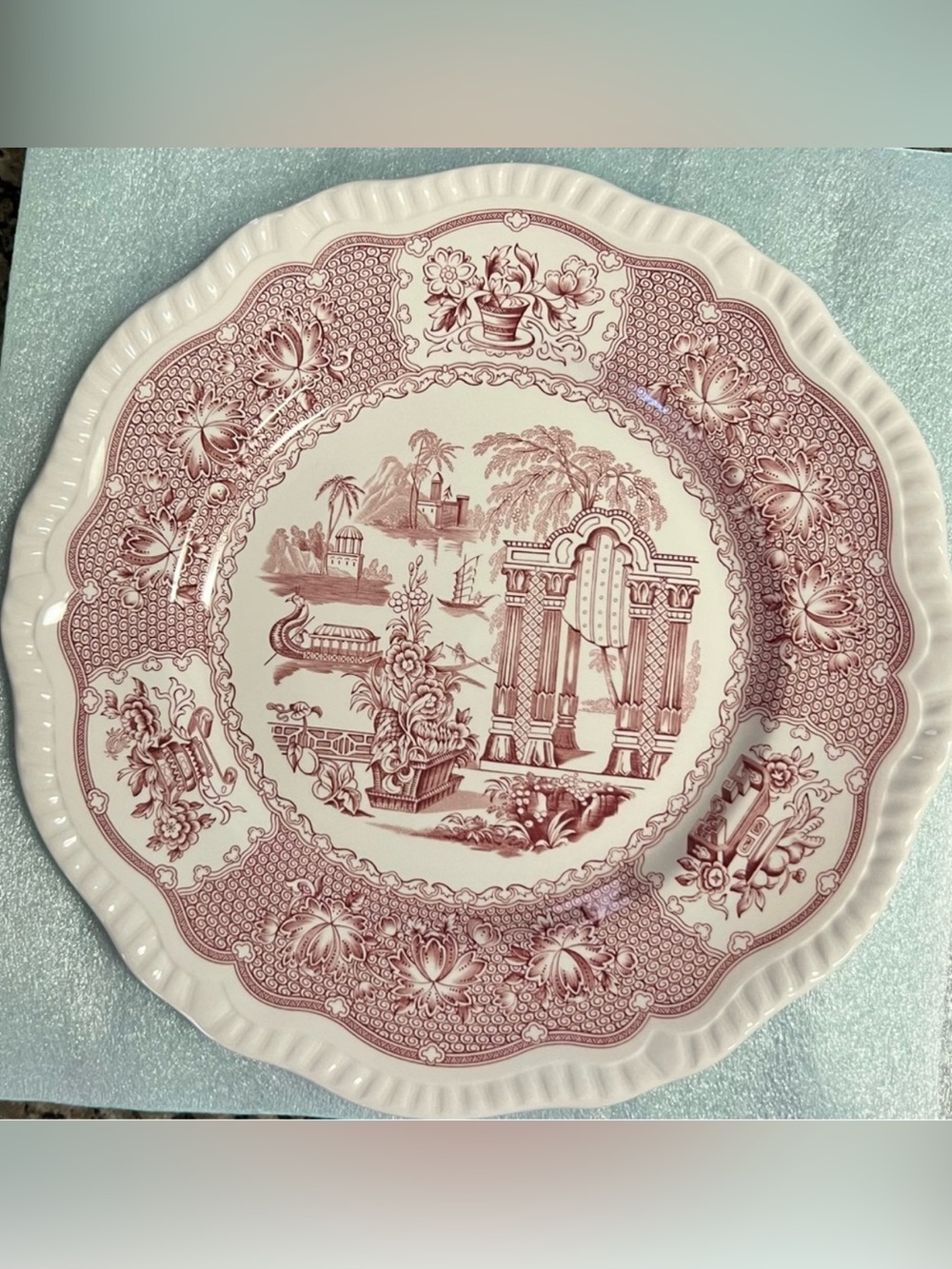 Spode Archive -Regency Collection Collectible Plate titled “Pagoda” Red print